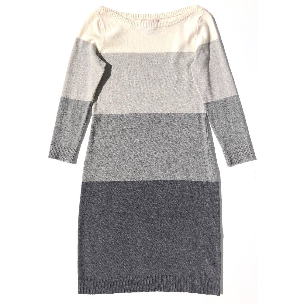 Banana Republic Sweater Dress XS Color Block Gray Merino Wool Cashmere Blend